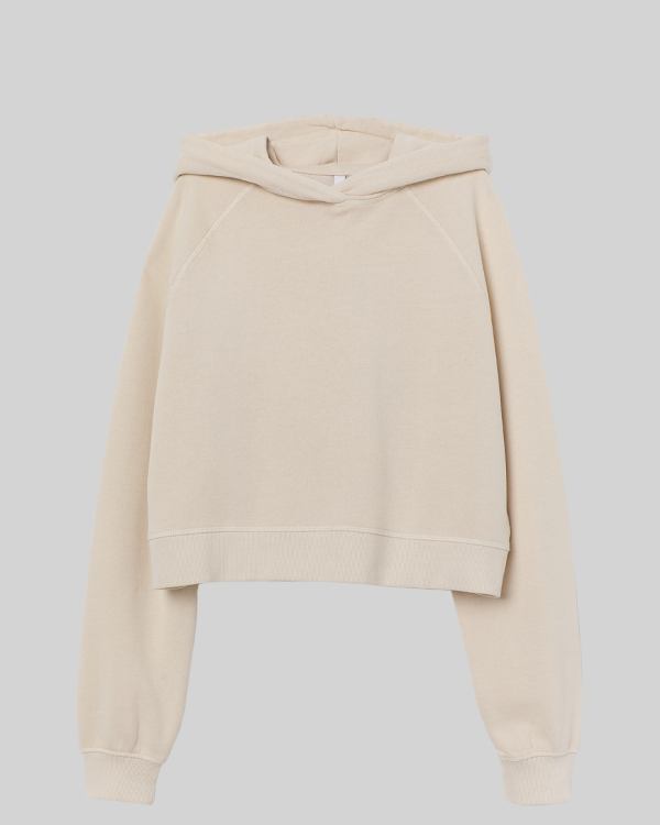 Beige Cropped Hoodie